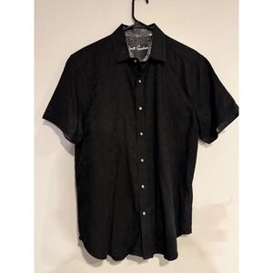 Robert Graham Men Black Short Sleeve Button Up Shirt Classic Fit Medium